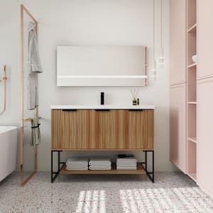 Simply 47.2 in. W x 18.1 in. D x 35 in . H Freestanding Bath Vanity in Maple with White Resin Top