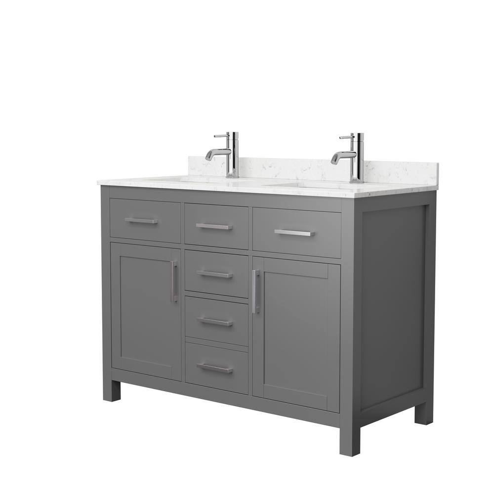 Wyndham Collection Beckett 48 in. W x 22 in. D x 35 in. H Double Sink Bathroom Vanity in Dark