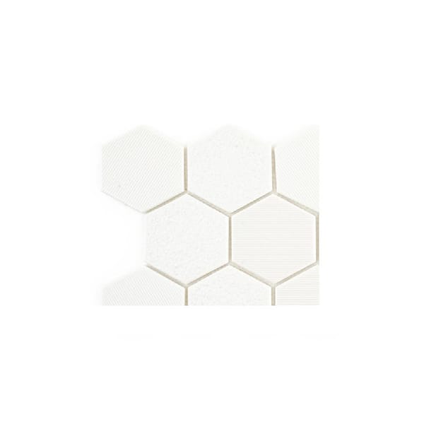 Jeffrey Court Take Home Tile Sample - Magma White 4 in. x 4 in. Hexagon Matte Glass Mosaic