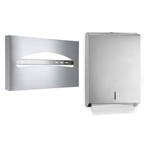 Stainless Steel Half-Fold Toilet Seat Cover Dispenser and Paper Towel Dispenser Combo