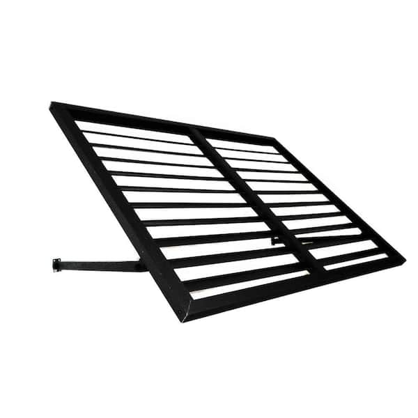 AWNTECH 4 ft. Bahama Metal Shutter Awning (24 in. H x 36 in. D) Black