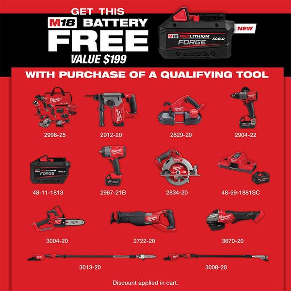 Milwaukee M18 18V Lithium Ion REDLITHIUM FORGE HD 12.0 Ah Battery Pack 48 11 1813