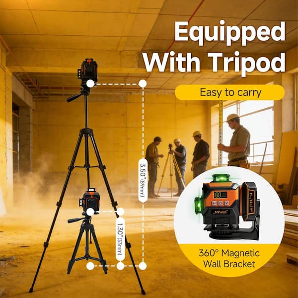 150 ft. Green Beam 360° Cross-Line Laser Level with Pulse Mode, Tripod and 2-Rechargeable Batteries