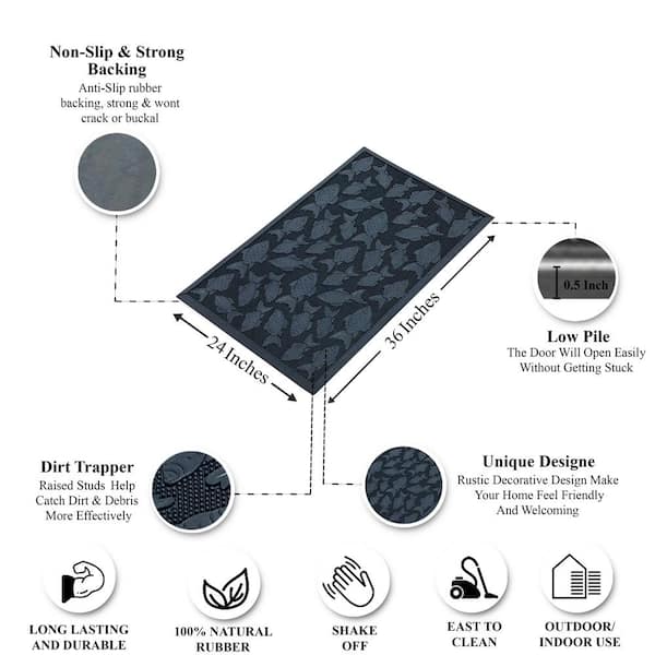 A1HC Half-Moon Dark Grey 24 in. x 36 in. Eco-Poly Indoor/Outdoor Mat with  Anti Tire Crumb Backing A1HCPR69-EP09 - The Home Depot