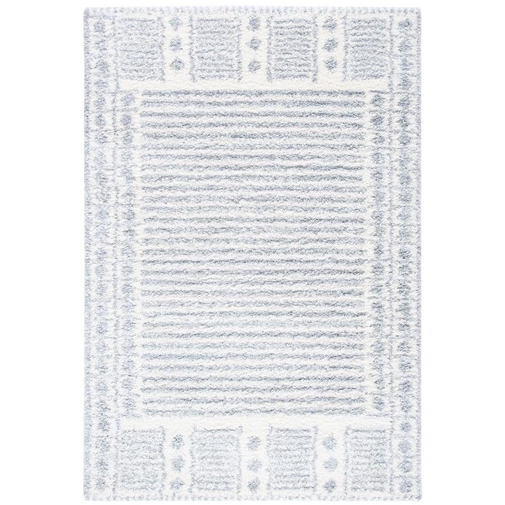 Parma Shag 5 ft. x 8 ft. Gray/Ivory Striped Geometric Area Rug price history on PriceWatchPro