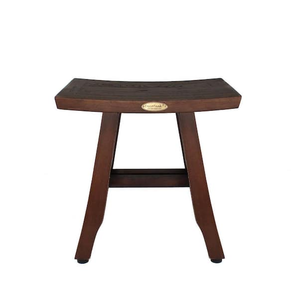 Sereniti, 18 in. Bench, Shower Stool, Shower Seat, Teak Shower Bench, Small Bench, Shower Foot Rest, in Woodland Brown