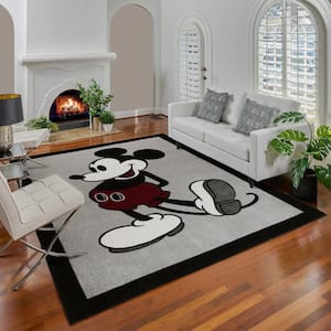 Mickey Mouse Bravo Classic Pose Gray 5 ft. x 7 ft. Border Indoor Area Rug