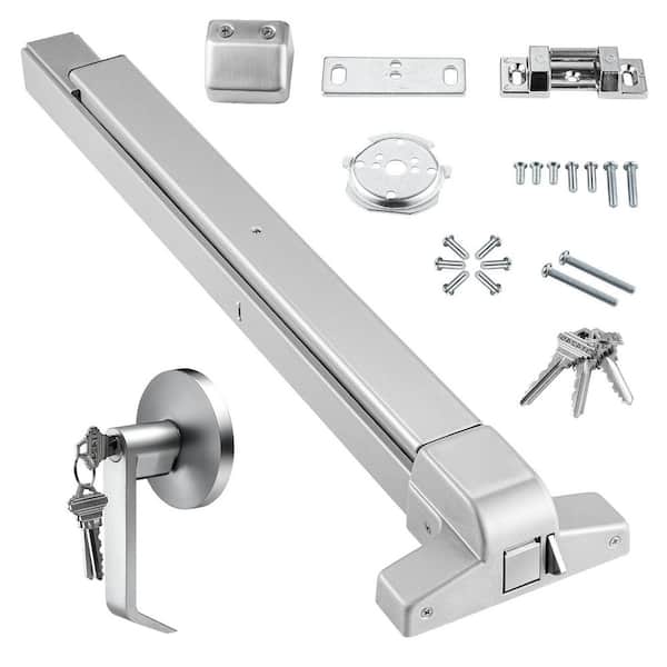 Push Bar Door Locks, Push Bar Panic Exit Device Door Hardware, Carbon Steel Panic Bars with 3 Keys for Metal Wood Door