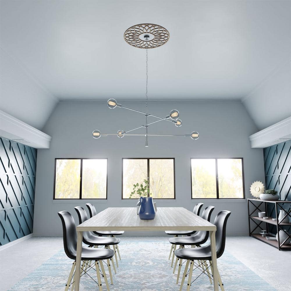 18" Round Unfinished Oak Ceiling Medallion with Pierced Design