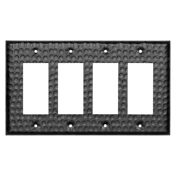 Black 4-Gang Decorator/Rocker Wall Plate (1-Pack)