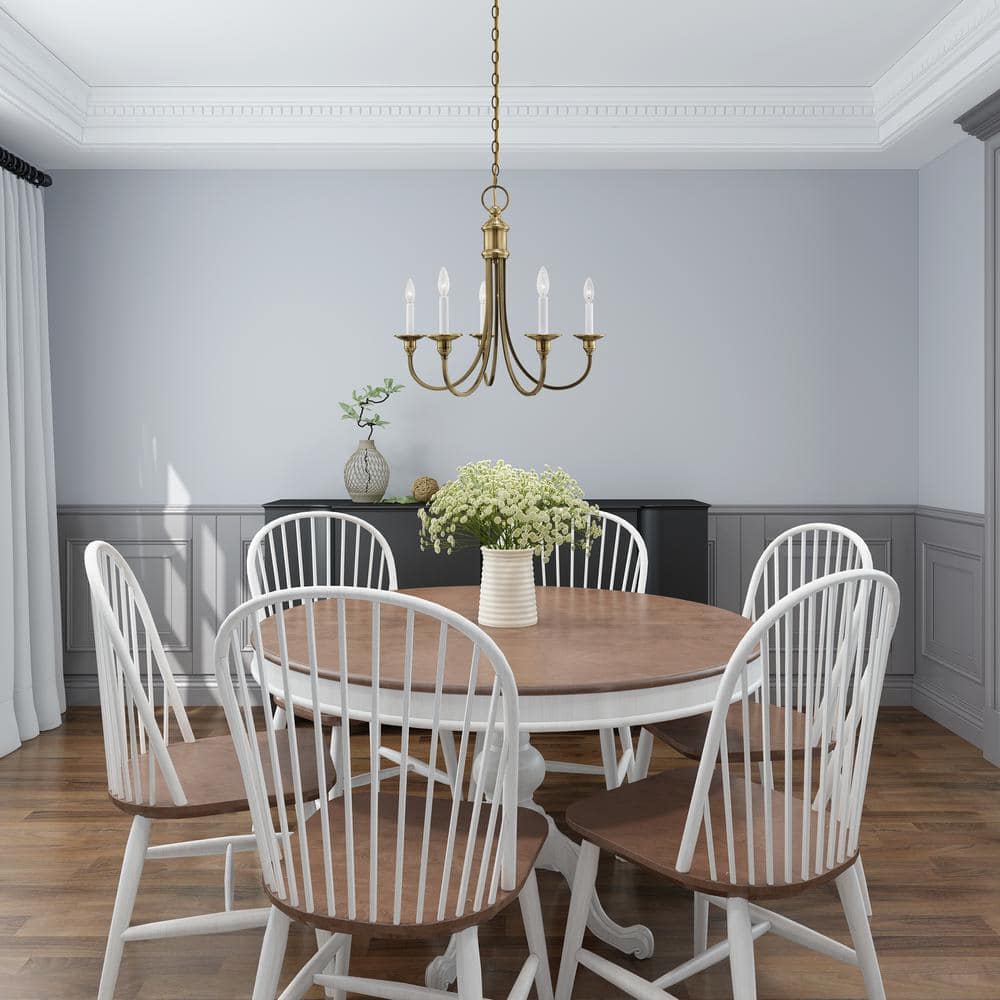 Elegant Cranford 5-Light Antique Brass Candelabra Chandelier