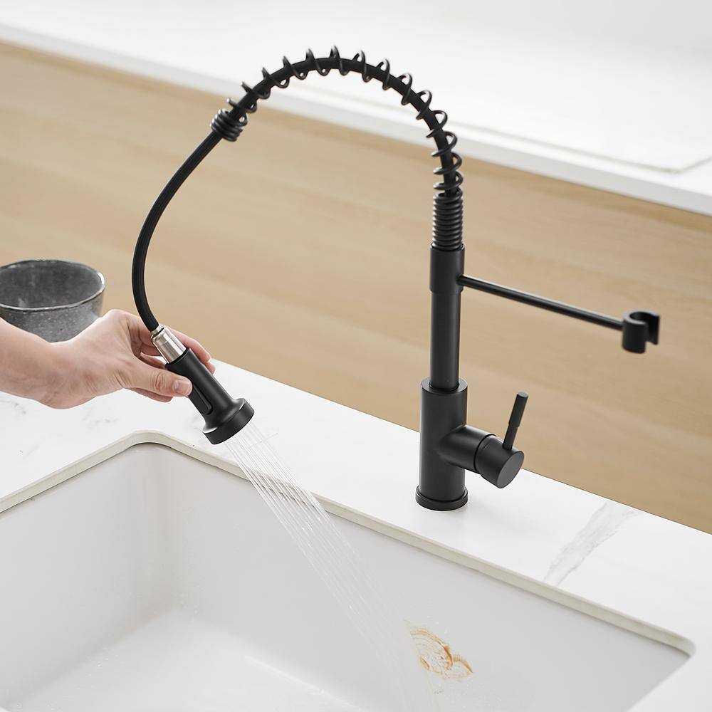 Matte Black Stainless Steel Pull-Down Kitchen Faucet