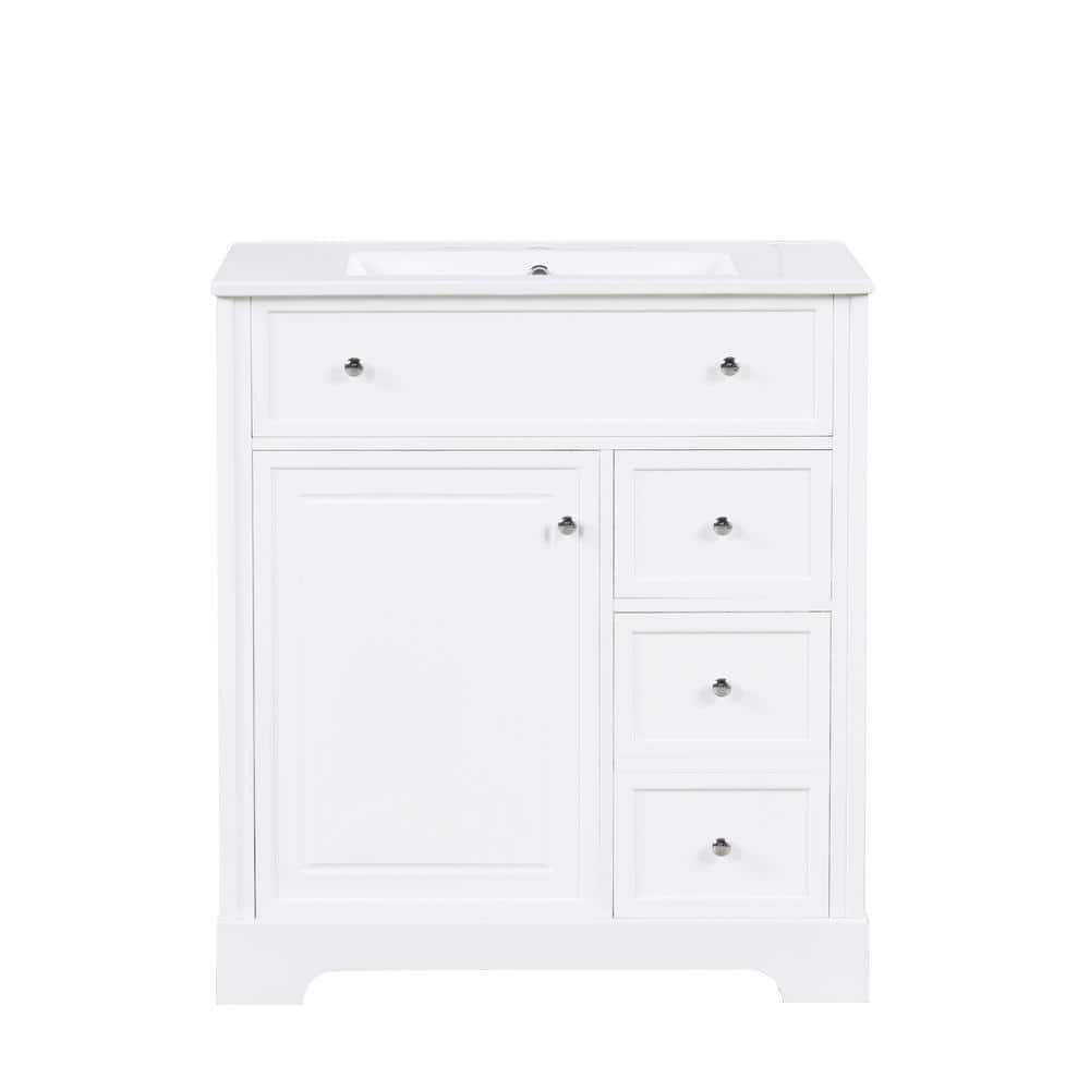 Virubi 30 in. W Single Sink Bath Vanity in White with White