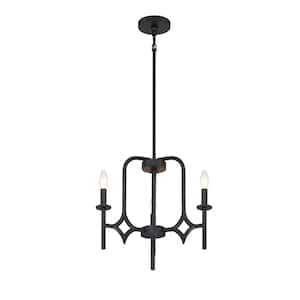 Muncie 3-Light Black Candle Chandelier for Dining Room with No Bulbs Included