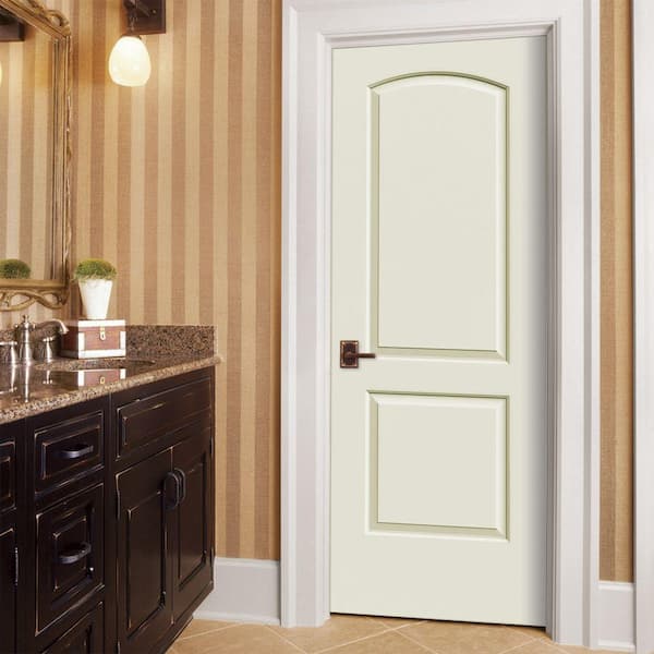36 in. x 80 in. Caiman 2 Panel Right-Hand Hollow Core Vanilla Paint Molded Composite Single Prehung Interior Door