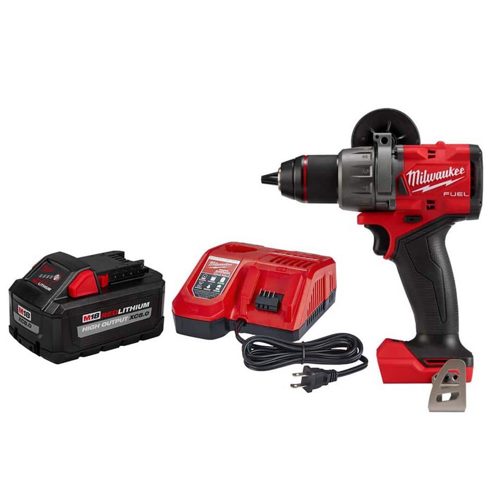 Milwaukee M18 FUEL 18-Volt Lithium-Ion Brushless Cordless 1/2 in. Hammer Drill/Driver with 8.0 Ah Starter Kit