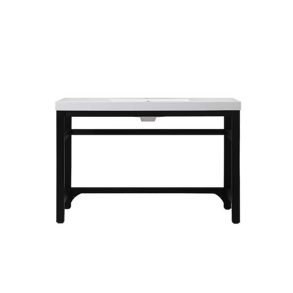 48 in. W x 22 in. D x 32 in. H ADA Bath Vanity in Black with White Resin Top