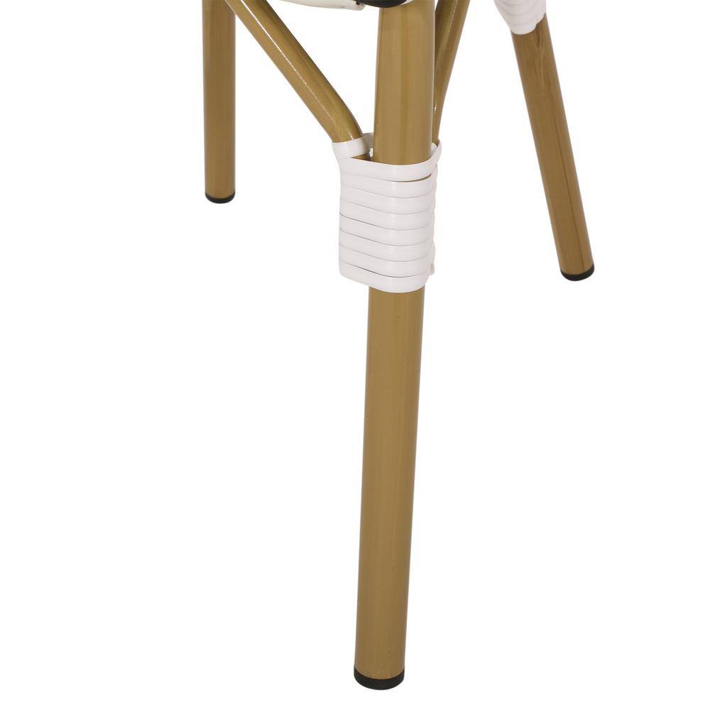 Bamboo Finish Aluminum Bistro Dining Chair Set, Black and White, Set of 4
