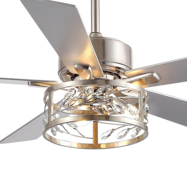 Breezary Fairy 52 in. Indoor Satin Nickel Chandelier Ceiling Fan with Light Kit and Remote Control Included