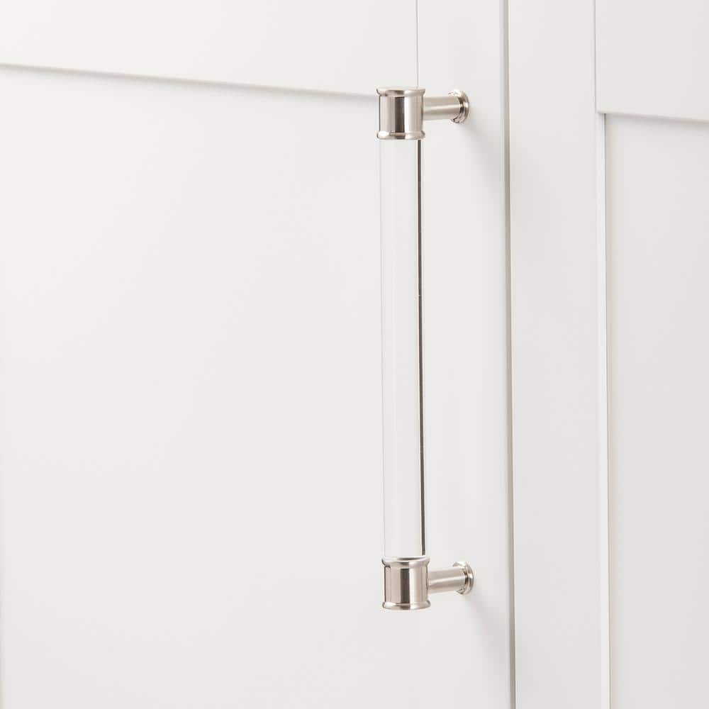 Satin Nickel and Acrylic Modern Cabinet Pull Handle