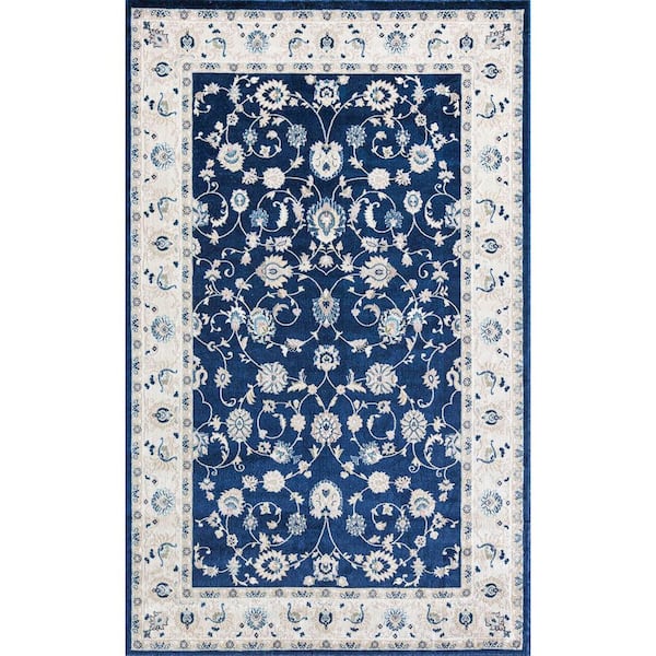 Century Floral Blue 5 ft. x 7 ft. Area Rug