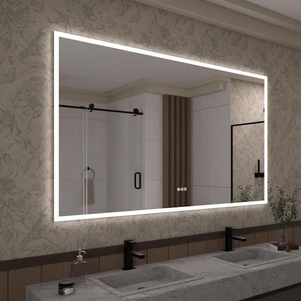 Haru 60 in. W x 36 in. H Rectangular Frameless LED Wall Bathroom Vanity Mirror