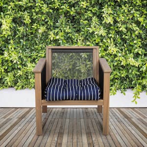 19 in. W Square Patio Seat Cushion in Classic Navy, Stripe (2-Pack)