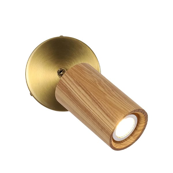 Parroco 1-Light 4.7 in. W 3 ft. Ash Wood Ceiling Mounted Hardwired Cylinder Track Lighting Kit with Adjustable Heads