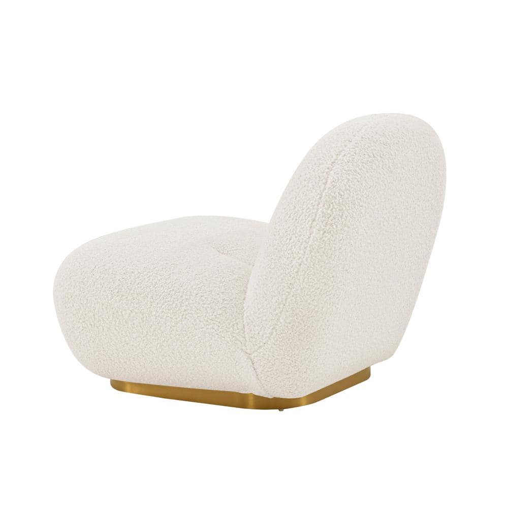 Edina White Boucle and Pine Wood Accent Chair