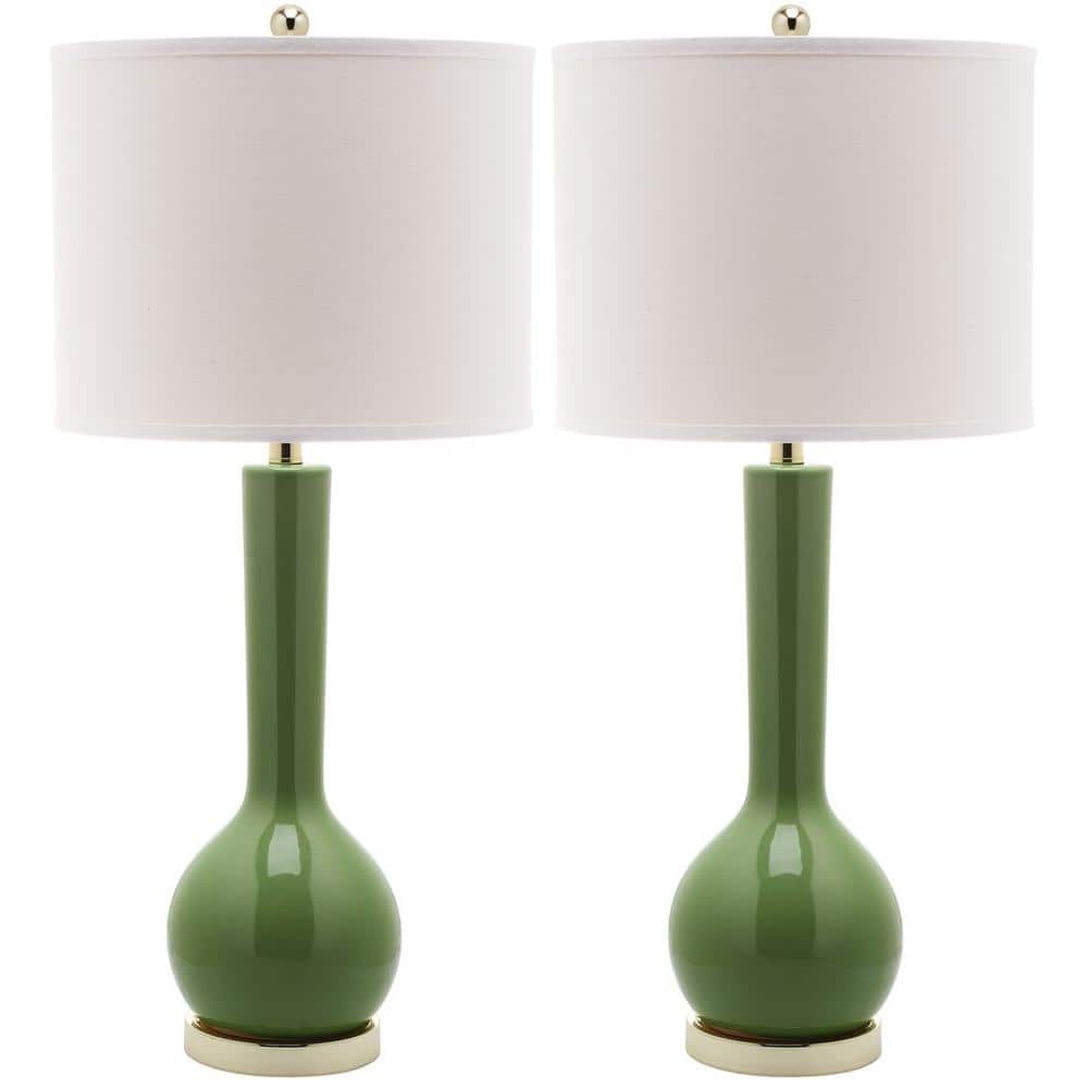Fern Green Long Neck Ceramic Table Lamp, Green Table Lamp Base Uk