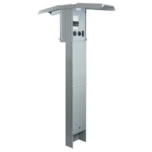 RV Earth Burial Pedestal with Back to Back 50 and 30 Amp RV Receptacles and 20 Amp GFCI Receptacle