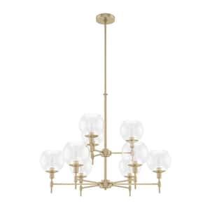 Xidane 9-Light Alturas Gold Shaded Chandelier with Clear Glass Shades