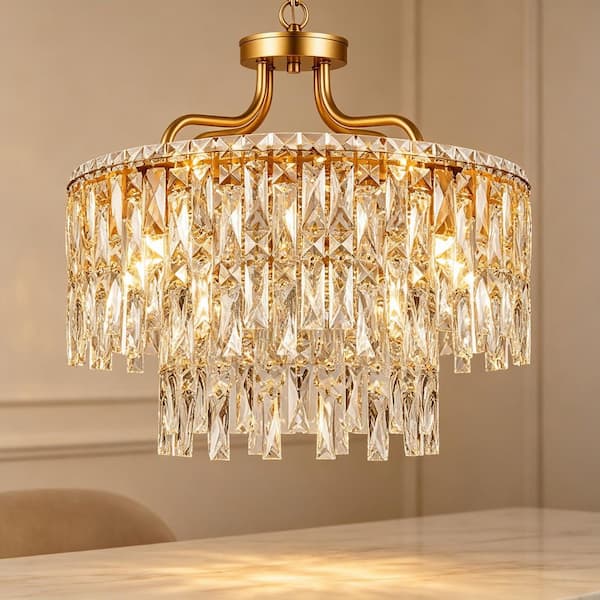 LuminFan 8 Light 39 In. Gold Traditional Crystal Chandelier for