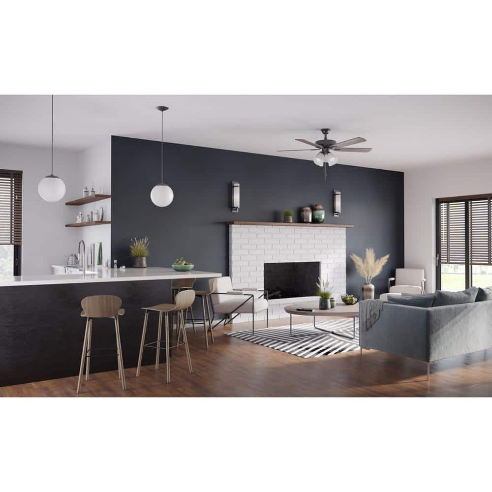 AirPro 52" Matte Black Ceiling Fan with Frosted Shades