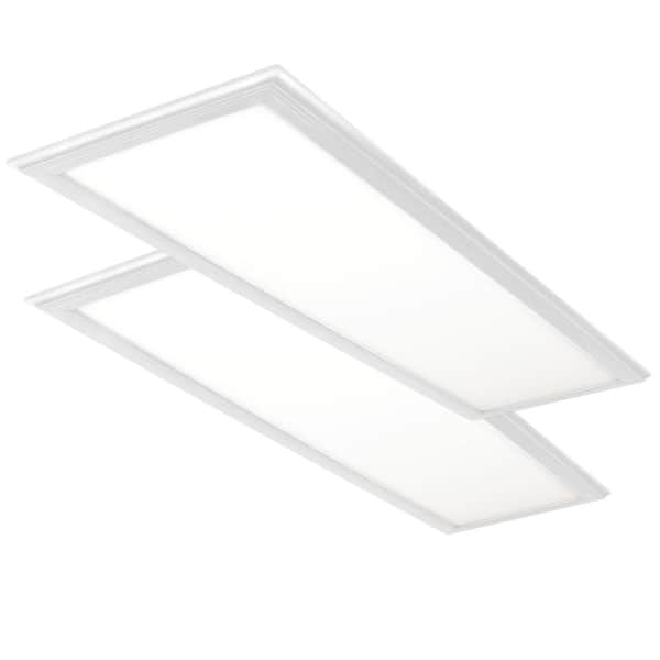 Pligt Syndicate kompakt Commercial Electric 1 ft. x 4 ft. 50W Dimmable White Integrated LED  Edge-Lit Deco Flat Panel Flush Mount Ceiling Light with CCT (2-Pack)  74218/HD/2 - The Home Depot