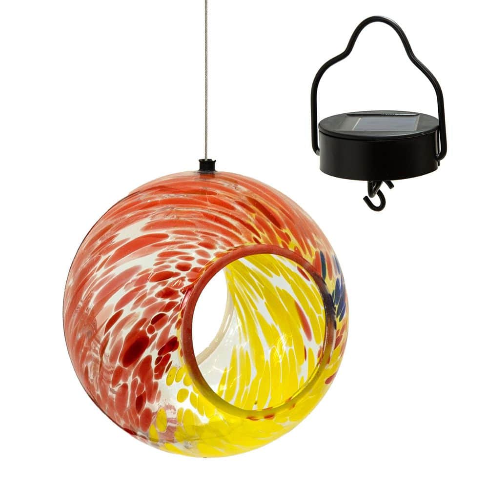 Solar Glass Fly-Through Hanging Bird Seed Feeder - 6 in. - Rainbow Swirl price history on PriceWatchPro