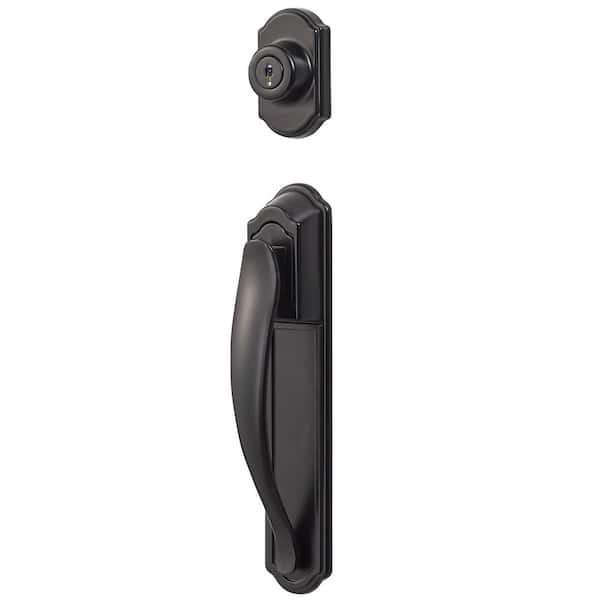 IDEAL SECURITY Black Deluxe Storm and Screen Pull Handle and Keyed Deadbolt