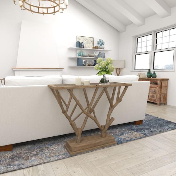Litton Lane 45 in. Brown Rectangle Wood Contemporary Console Table