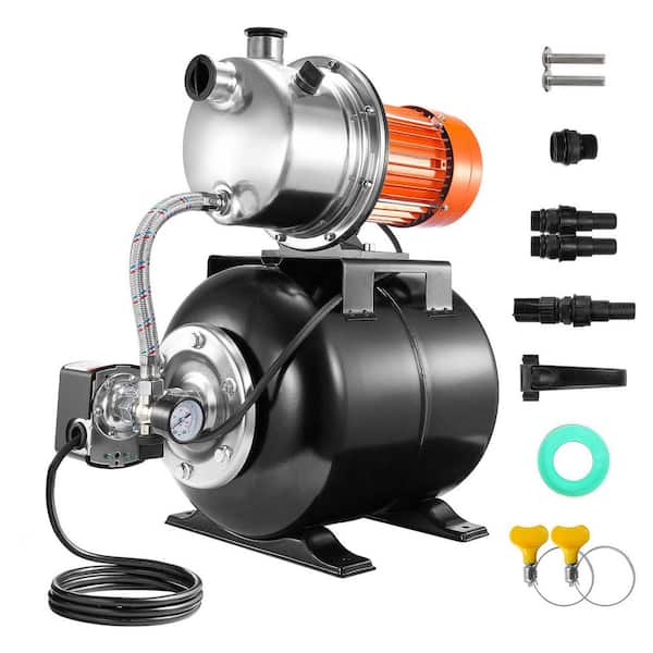 1 HP Shallow Well Pump with Pressure Tank,1000 GPH, Automatic Irrigation Water Booster Pump with 130 ft. Head Lift 20/40