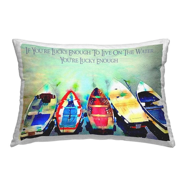 Stupell Industries Nautical Lucky Enough Phrase Outdoor Printed Throw Pillow by Jill Meyer