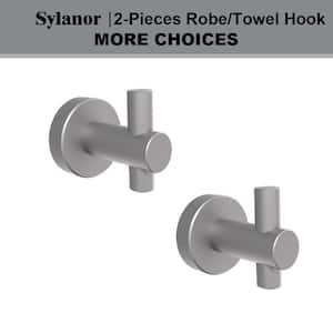 NestPro 2-Pieces Wall Mounted J-Hook Round Bathroom Robe/Towel Hook in Gun Grey