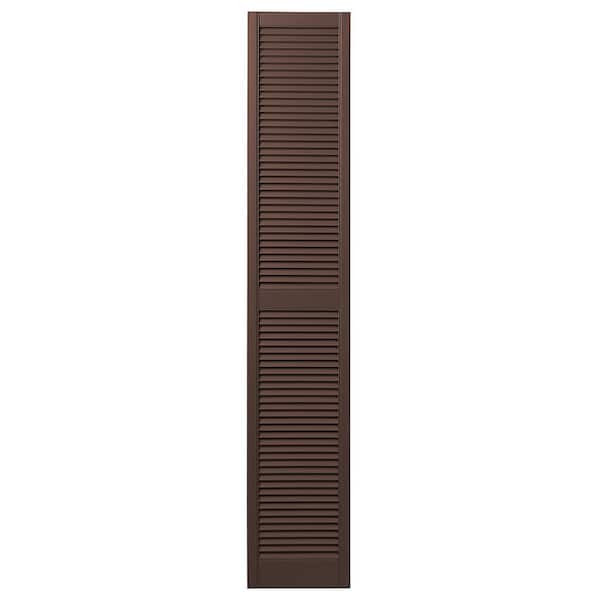 Ply Gem 15 in. x 71 in. Open Louvered Polypropylene Shutters Pair in Terra Brown