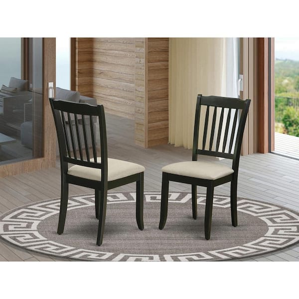 East West Furniture DULE6-BLK-W 6 Piece Dining Table Set Contains A Rectangle Dining Room Table And 4 Wooden Seat Chairs With A Bench, 36x60 Inch
