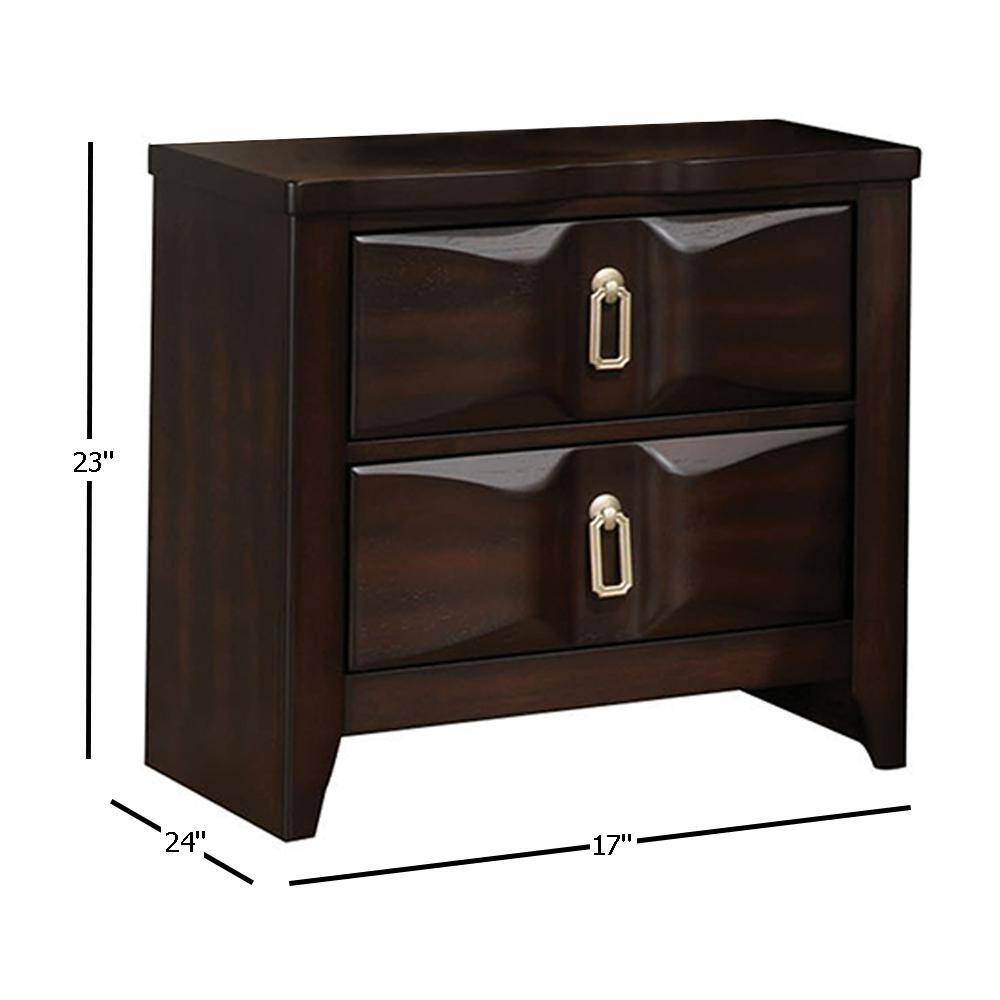 Lancaster Espresso Transitional 2-Drawer Nightstand