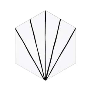 Art Deco Hexagon White 12 MIL x 8 in. x 9 in. Peel and Stick Backsplash Waterproof Vinyl Flooring (5.85 sq. ft./Case)