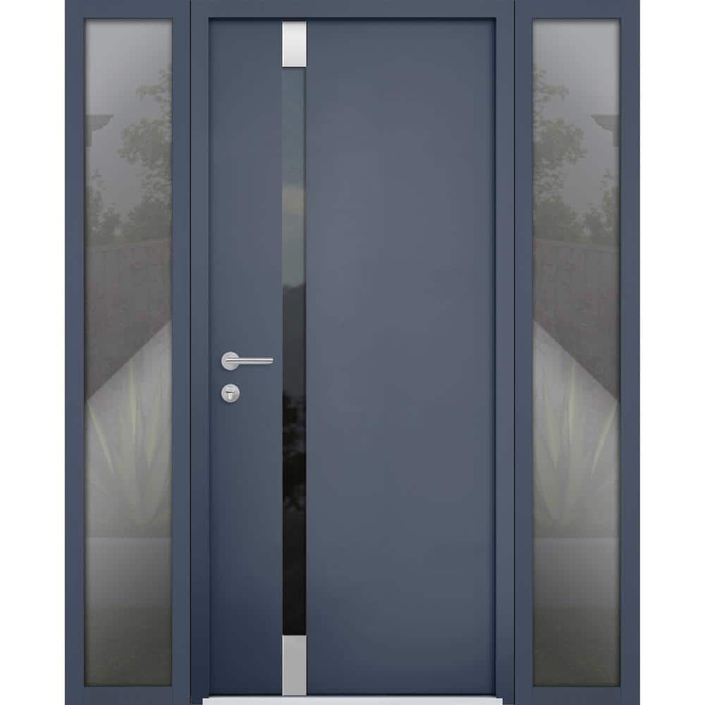 6777 56 in. x 80 in. Right-Hand/Inswing Tinted Glass Gray Graphite Steel Prehung Front Door with Hardware price history on PriceWatchPro