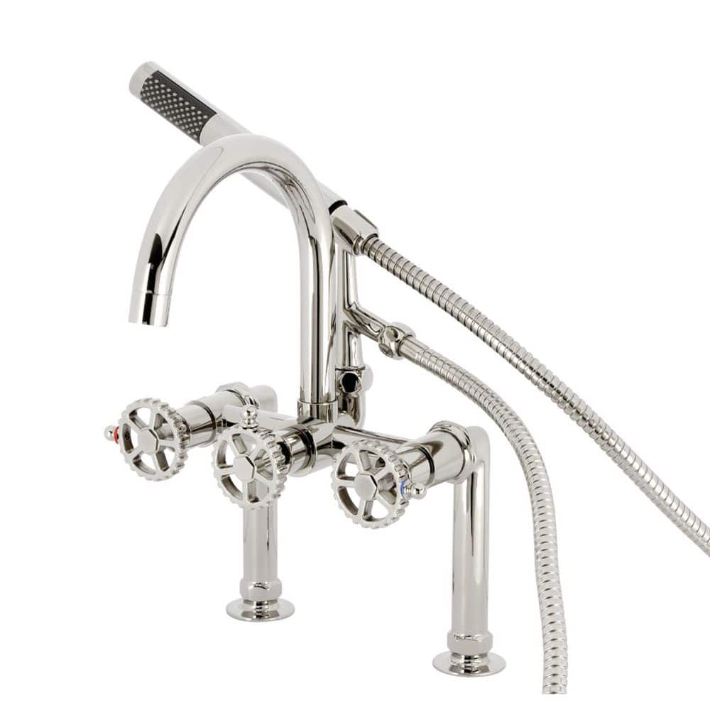 Fuller 3-Handle Deck-Mount Clawfoot Tub Faucet with Hand Shower in Polished Nickel price history on PriceWatchPro