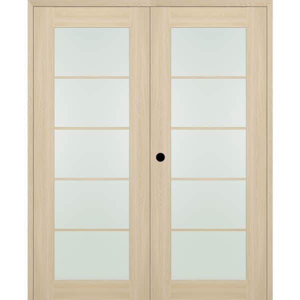 Belldinni Vona 72 in. x 96 in. 5-Lite Right Hand Active Frosted Glass Loire Ash Wood Composite Double Prehung French Door