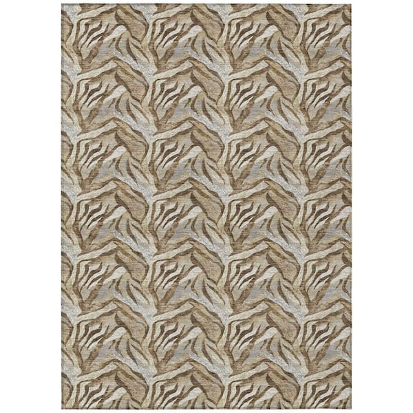 Chantille Machine Washable Indoor/Outdoor Abstract ACN3098 Chocolate 8 ft. x 10 ft. Area Rug