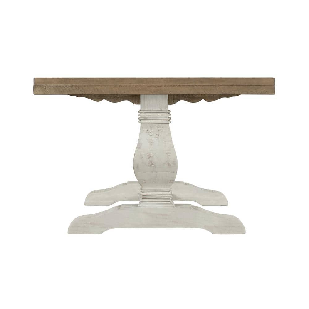 Napa 50" White and Natural Wood Pedestal Coffee Table